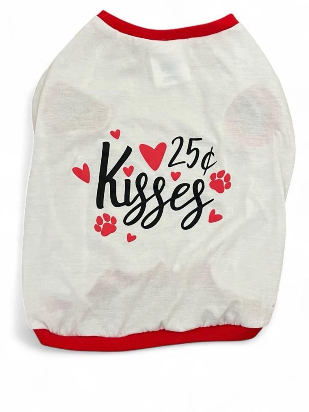 Top Paw White Top with Red Trim and Heart Paw Print